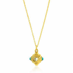 Collar Bronce Mineral Collar Bronce - Talisman 12,5mm - 38+6cm - 1 Micra Bañado Oro