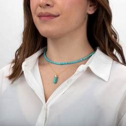 Collar Bronce Mineral Collar Bronce Minerales - Amuleto 21*6mm - 38+6cm -  Color Oro