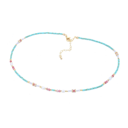 Bronze Stone Necklaces Mineral and Pearl Necklace - Turquoise and Rhodonite - 39 + 6 cm - Gold Plated