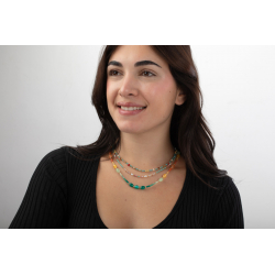 Bronze Stone Necklaces Multicolor Mineral Necklace - 42 + 5 cm - Gold Plated