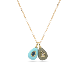 Bronze Stone Necklaces Mineral Necklace – Teardrop – 42 + 5 cm – Gold Plated