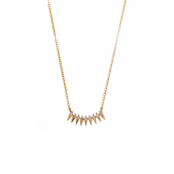  Bronze Zirconia Necklace - 38 + 4 cm - Spikes 17*8mm - Gold Plated
