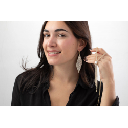 Halsketten Bronze Zirkonia Cascada Tennis Halskette - Zirkonia Prinzessschliff - 34 + 6 cm - Vergoldet & Rhodiniertes Silber