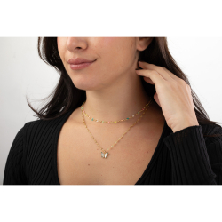 Collar Bronce Mineral Collar Mariposa Multi - Doble Collar  - 37 + 5 cm - Bañado Oro