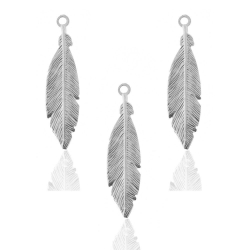 Pendentifs Argent Lisse Pendentif - Plume 31x7,6 mm