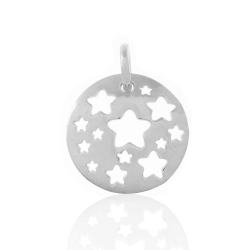 Colgante Plata Lisa Colgante - Circulo Estrella 15mm