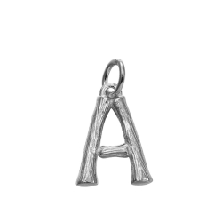 Pendentifs Argent Lisse Pendentif - Lettre Bambou - 15 mm - Dorure Or et Argent Rhodié