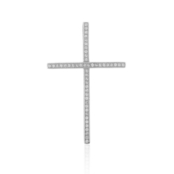 Silver Zircon Pendants Zirconia Pendant - Cross 40* 26mm