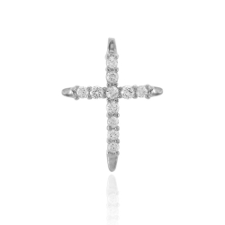 Silver Zircon Pendants Zirconia Pendant - Cross 15*20mm