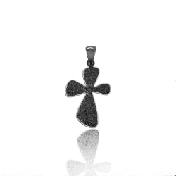 Silver Zircon Pendants Zirconia Pendant - Cross 23*17mm - Rhodium Silver and Ruthenium Plated