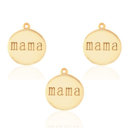 Charms Argent Lisse Charm Plaque - Mama 12 mm