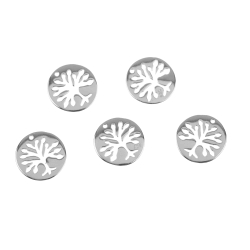 Charms Argent Lisse Charm - Plaque Arbre 11 mm