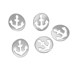 Charm Glattes Silber Charm - Plakette Anker 11 mm