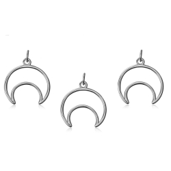 Charms Argent Lisse Charm - Lune 14 mm