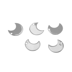 Charms Argent Lisse Charm - Lune 12x7 mm