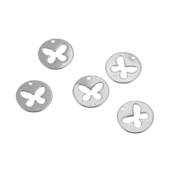 Charms Argent Lisse Charm - Papillon 12 mm