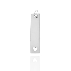 Charm Glattes Silber Charm - Plakette mit Herz 6 x 30 mm