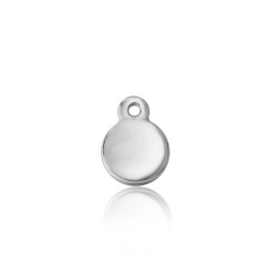 Charms Argent Lisse Charm Argent - Plaque 6 mm - Dorure Or et Argent Rhodié