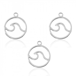 Silver Charms Charm - Wave 12mm