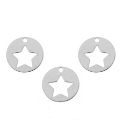 Silver Charms Charm - Star Plate - 10mm