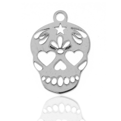 Charms Argent Lisse Charm - Tête de mort 12x10 mm