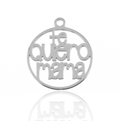 Charm Plata Lisa Charm - Te Quiero Mama - 12mm