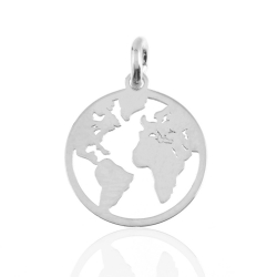 Charm Plata Lisa Charm - Mundo - 12mm