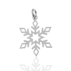 Charm Glattes Silber Charm - Schneeflocke - 16 mm