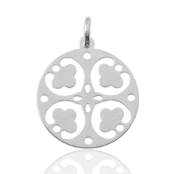 Charms Argent Lisse Charm Cercle - Trèfle 15 mm