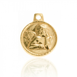 Charm Plata Lisa Charm - Medalla Angel - 10mm