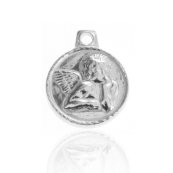 Charm Glattes Silber Charm - Medaille Engel - 10 mm