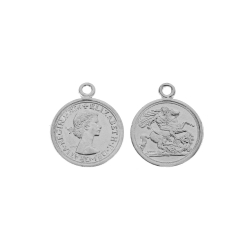 Charm Glattes Silber Silberanhänger Elisabeth und St. Georg - 12mm - Vergoldet und Silber