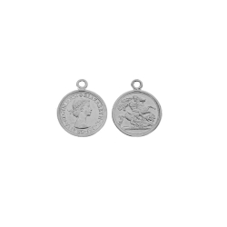 Charms Argent Lisse Breloque en Argent Elisabeth et Saint Georges - 8