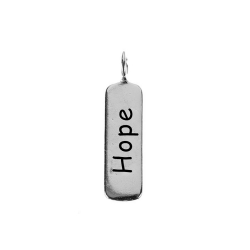 Charm Glattes Silber Charm Plakette - Hope 16 x 5 mm