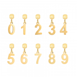 Steel Charms Charm Steel - Sliding Number 8mm - Gold and Steel Color