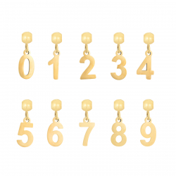  Charm Steel - Sliding Number 8mm - Gold and Steel Color