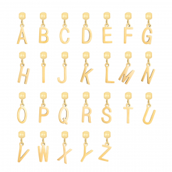 Steel Charms Charm Steel - Sliding Letter 8mm - Gold and Steel Color