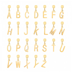  Charm Edelstahl - Verschiebbarer Buchstabe 8 mm - Goldfarben und Edelstahl