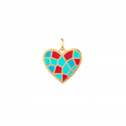 Steel Charms Steel Charm - Park Güell - Multi Enamel Heart - 14 x 15 mm - Gold Colour