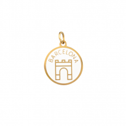 Steel Charms Steel Charm - Arco de Triunfo  - White Enamel Circle - 15 mm - Gold Colour