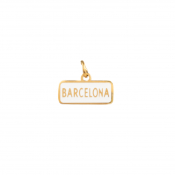 Steel Charms Steel Charm - Barcelona  - Rectangular White Enamel - 15 x 7 mm - Gold Colour
