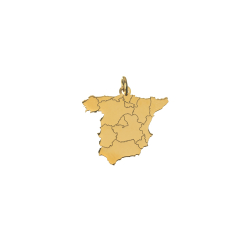 Charm Plata Lisa Charm - Mapa de España con incisión  - 22 * 18 mm - Bañado Oro y Plata Rodiada