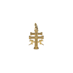 Silver Charms Charm - Caravaca Cross with angels - 15 * 11 mm - Gold Plated and Rhodium Silver