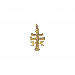 Charm Plata Lisa Charm - Cruz de Caravaca con angeles - 15 * 11 mm - Bañado Oro y Plata Rodiada