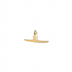 Charms Argent Lisse Charm - Kayak - 11 x 27 mm - Dorure Or et Argent Rhodié