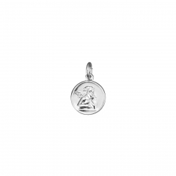 Charm Plata Lisa Charm - Medalla Angel - 12mm - Plata Rodiada