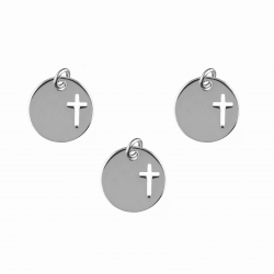 Charms Argent Lisse Charm Plaque Croix - 5 unités 12 mm - Dorure Or et Argent Rhodié et Or Rose