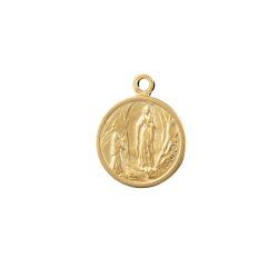 Charm Plata Lisa Charm - Nuestra Señora de Lourdes - 11mm - Bañado Oro y Plata