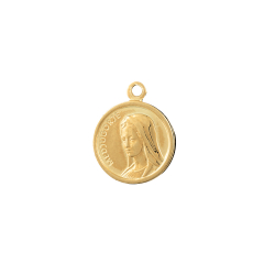 Charm Plata Lisa Charm -Nuestra Señora de Medjugorje - 11mm - Bañado Oro y Plata