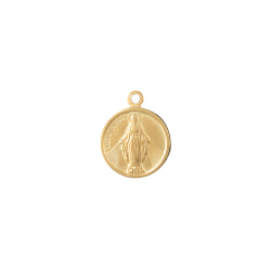 Charms Argent Lisse Charm Notre-Dame de la Médaille Miraculeuse 11 mm Dorure Or et Argent